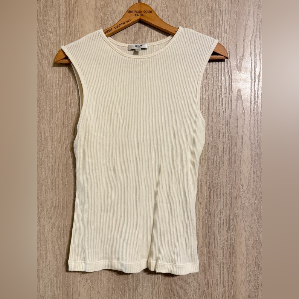 Agolde  Binx Women's Cream Ribbed Tank Top
